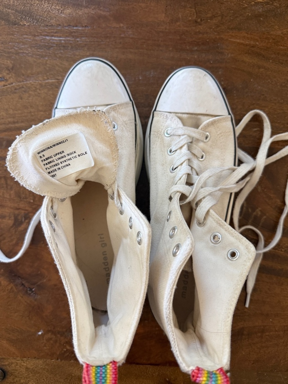 Madden Girl Cream High-Top Canvas Sneakers